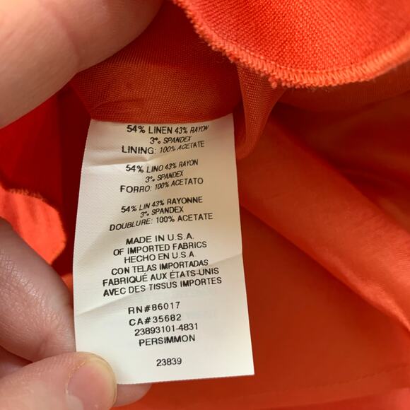 Vintage 90s Bebe women's salmon pink linen blend trumpet knee length skirt US 0 - Picture 8 of 10